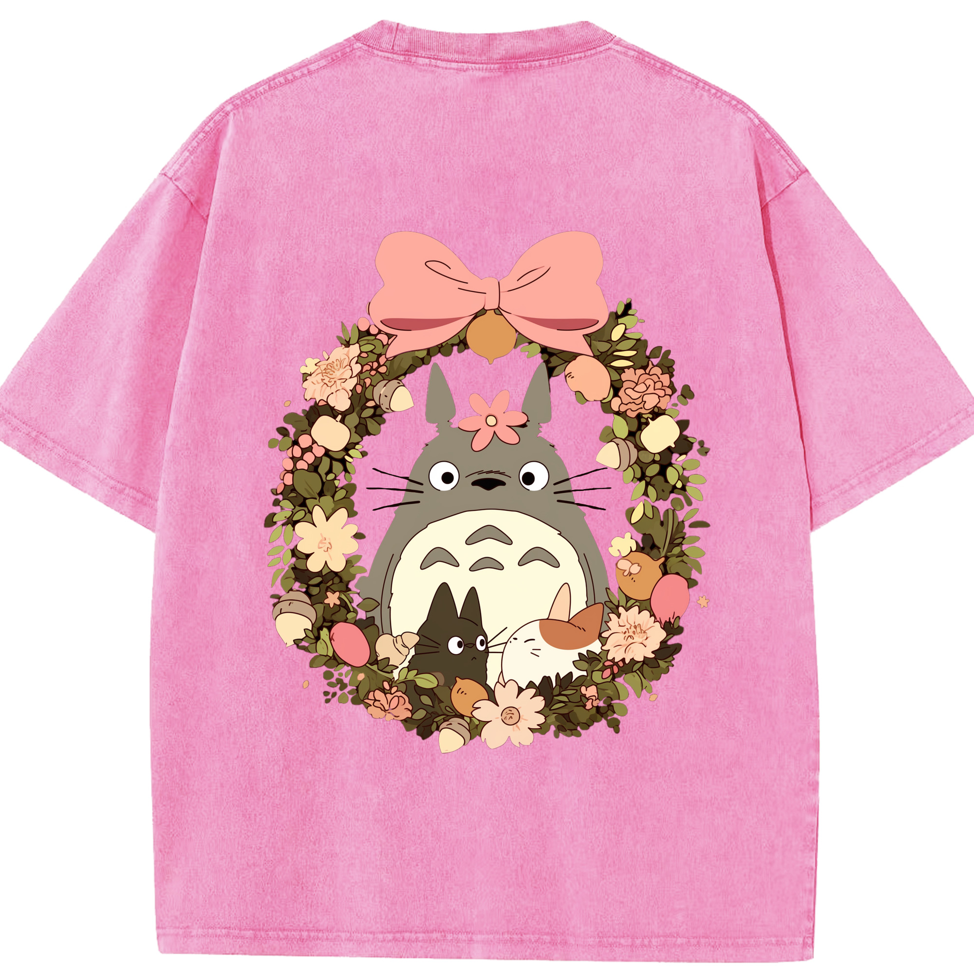 （画像用） となりのトトロ 草壁メイ 草壁サツキ My Neighbor Totoro Satsuki Kusakabe Mei Kusakabe 綿100% ヴィンテージ風 半袖Tシャツ（背面プリント）